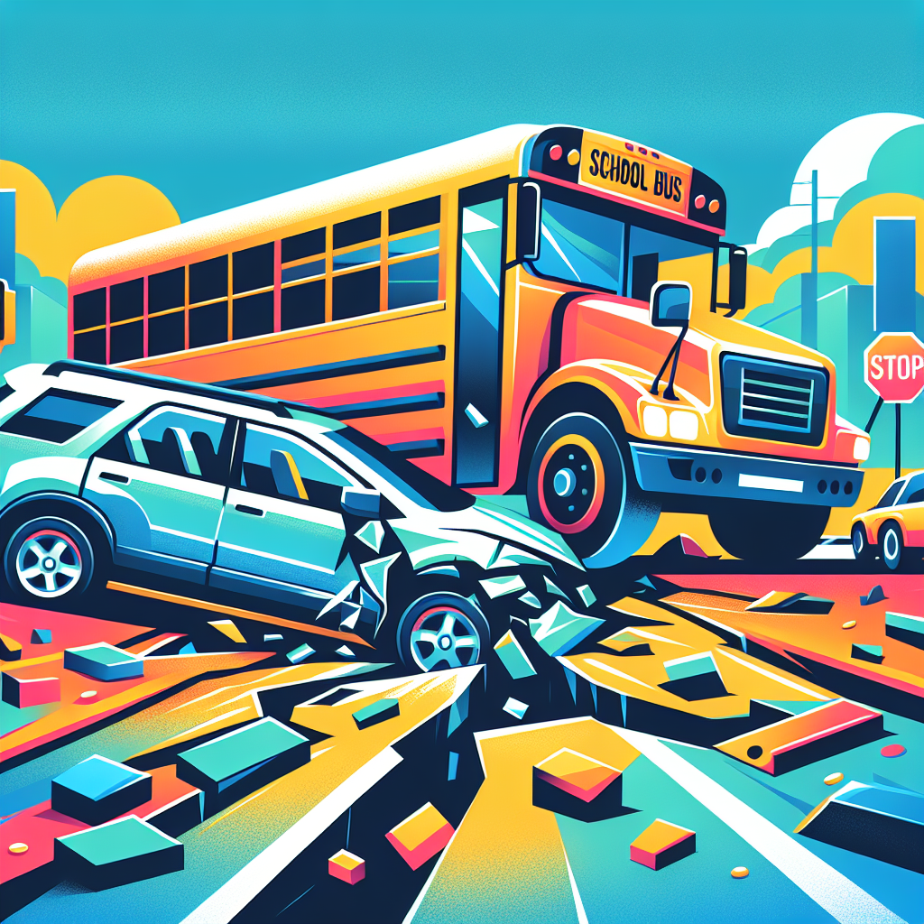 Incidente tra autobus scolastico e auto: finisce nel fosso