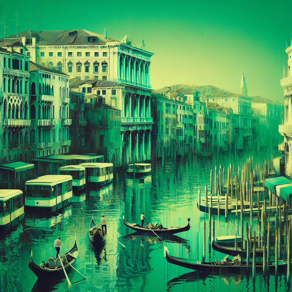 Venezia: il Canal Grande si tinge di verde